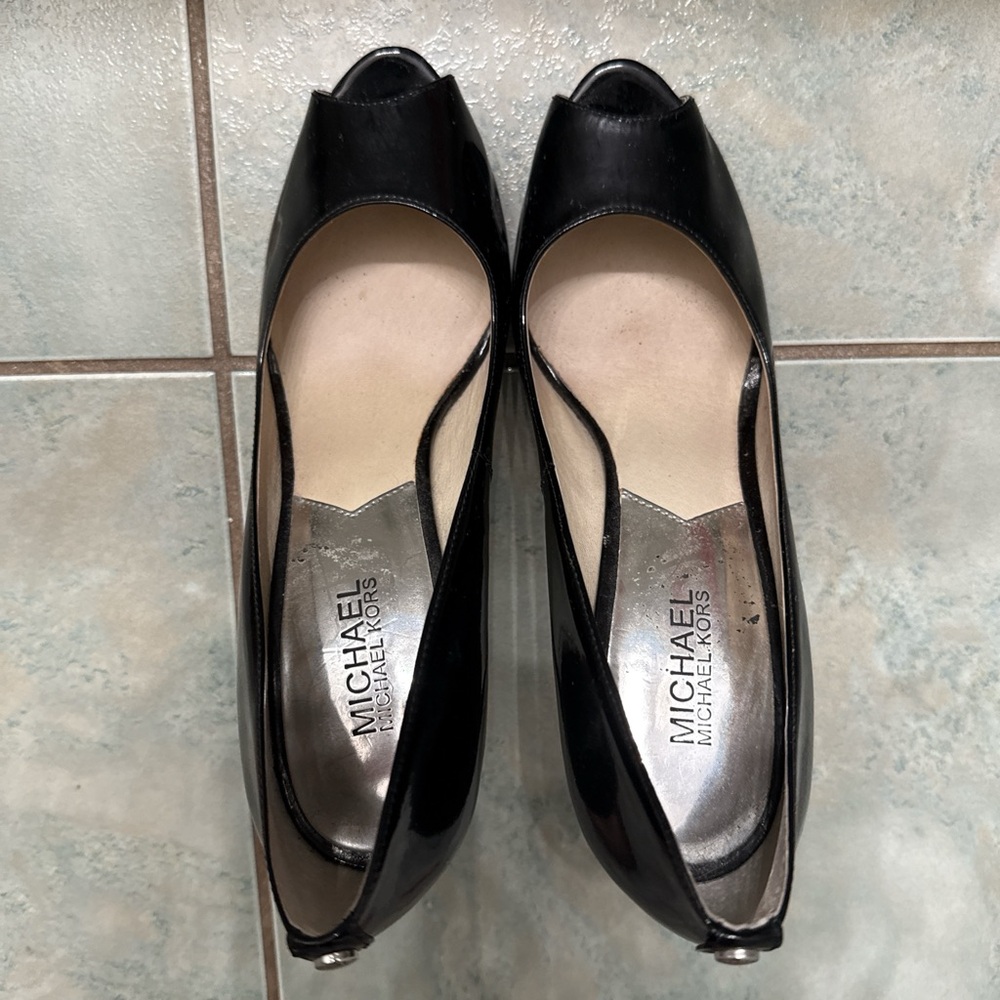 Michael Kors Black Peep Toe Heels